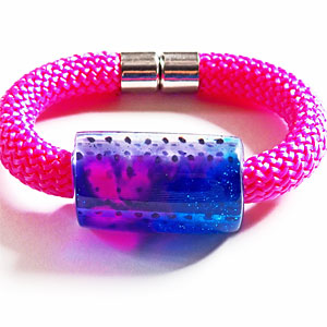 Wrist Candy Blue Pink on Pink