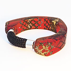 Ruby red & Smoke Sparkle Bangle