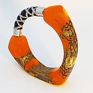 Orange, Smoke Crisscross Bangle