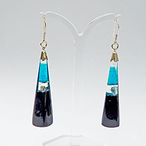 Medium Pyramid Earrings Teal/Black