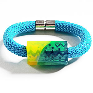 Wrist Candy Green/Yellow onTurquoise